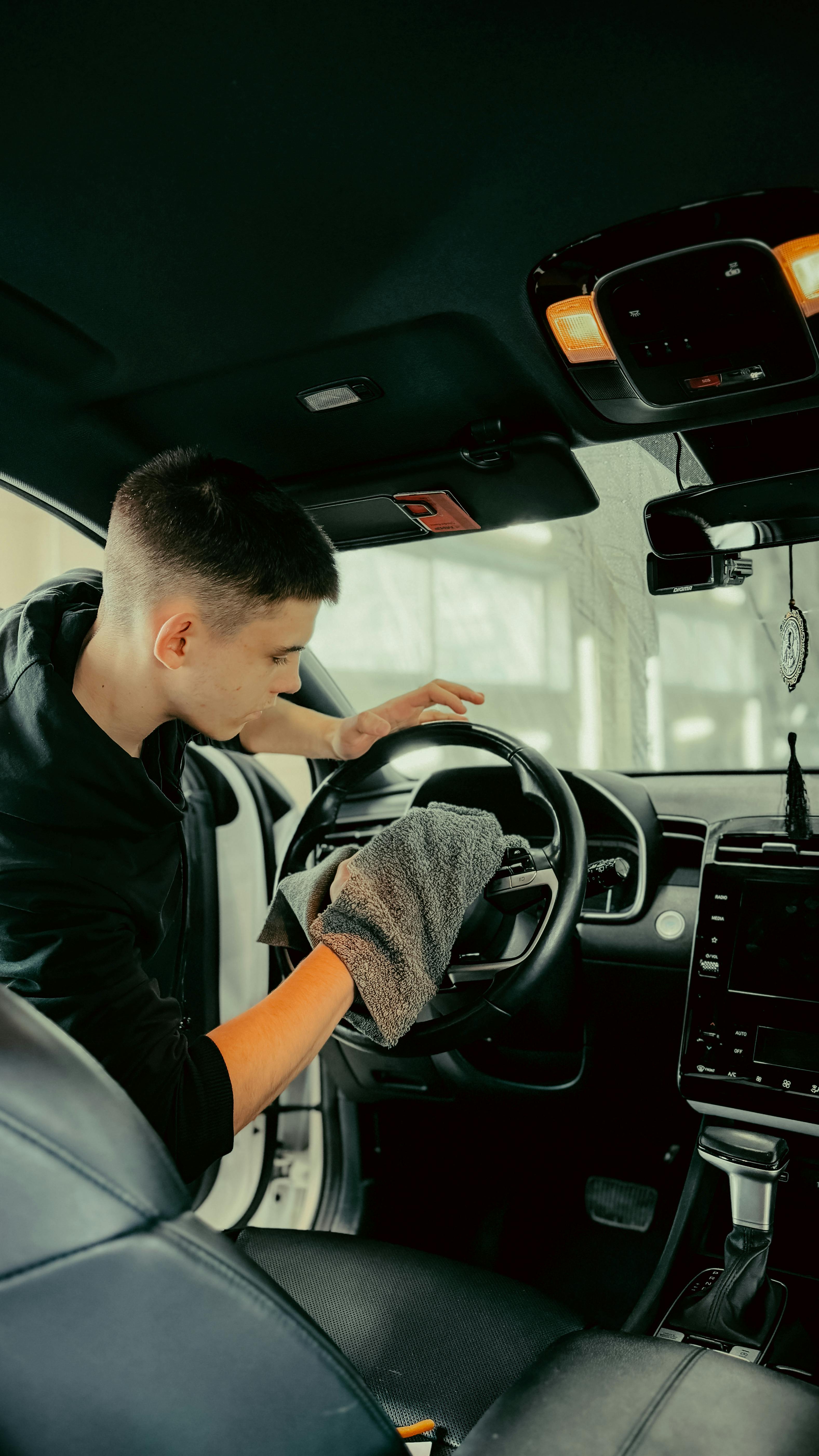 Interior detailing inside a vehicle