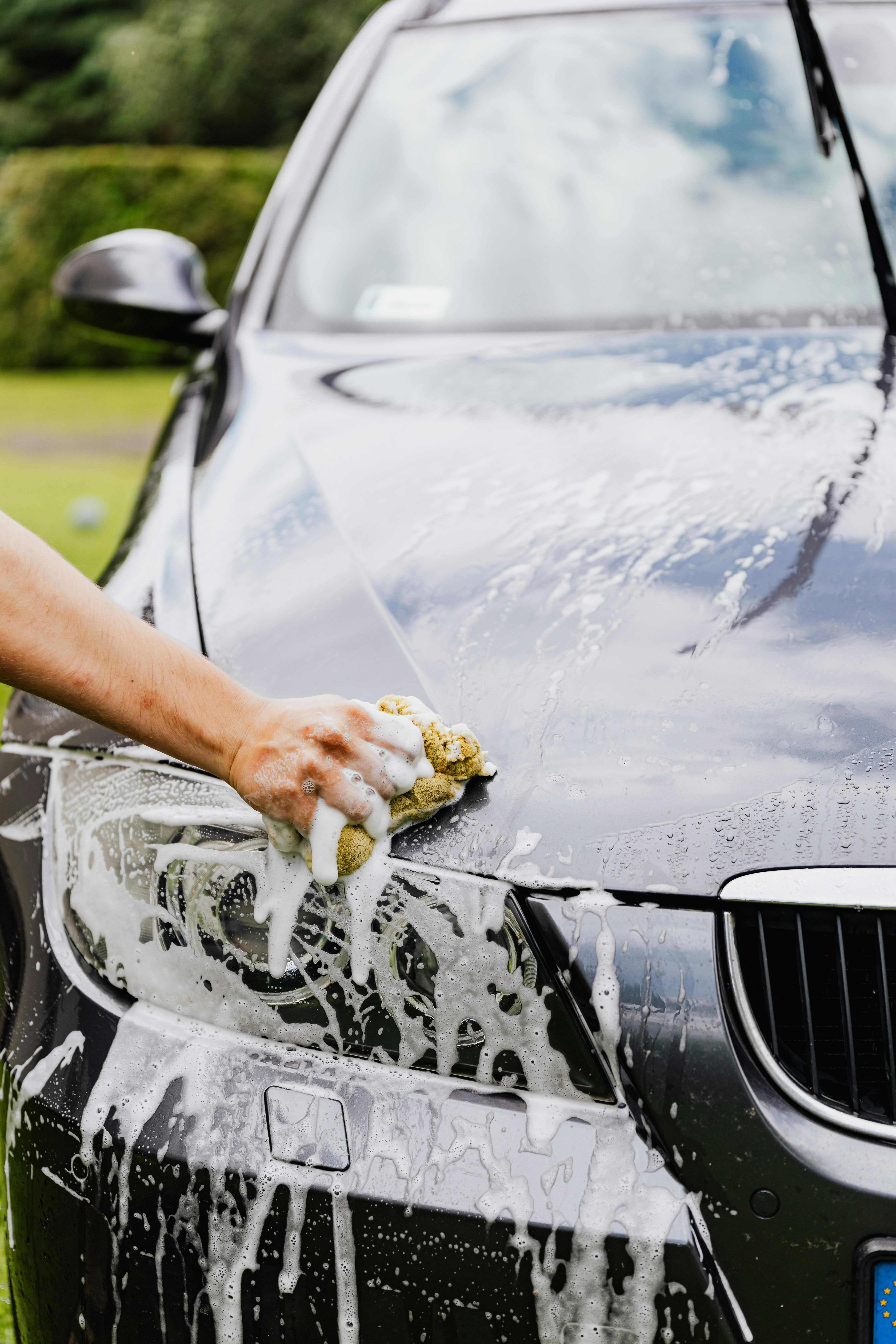 Exterior hand wash in progress